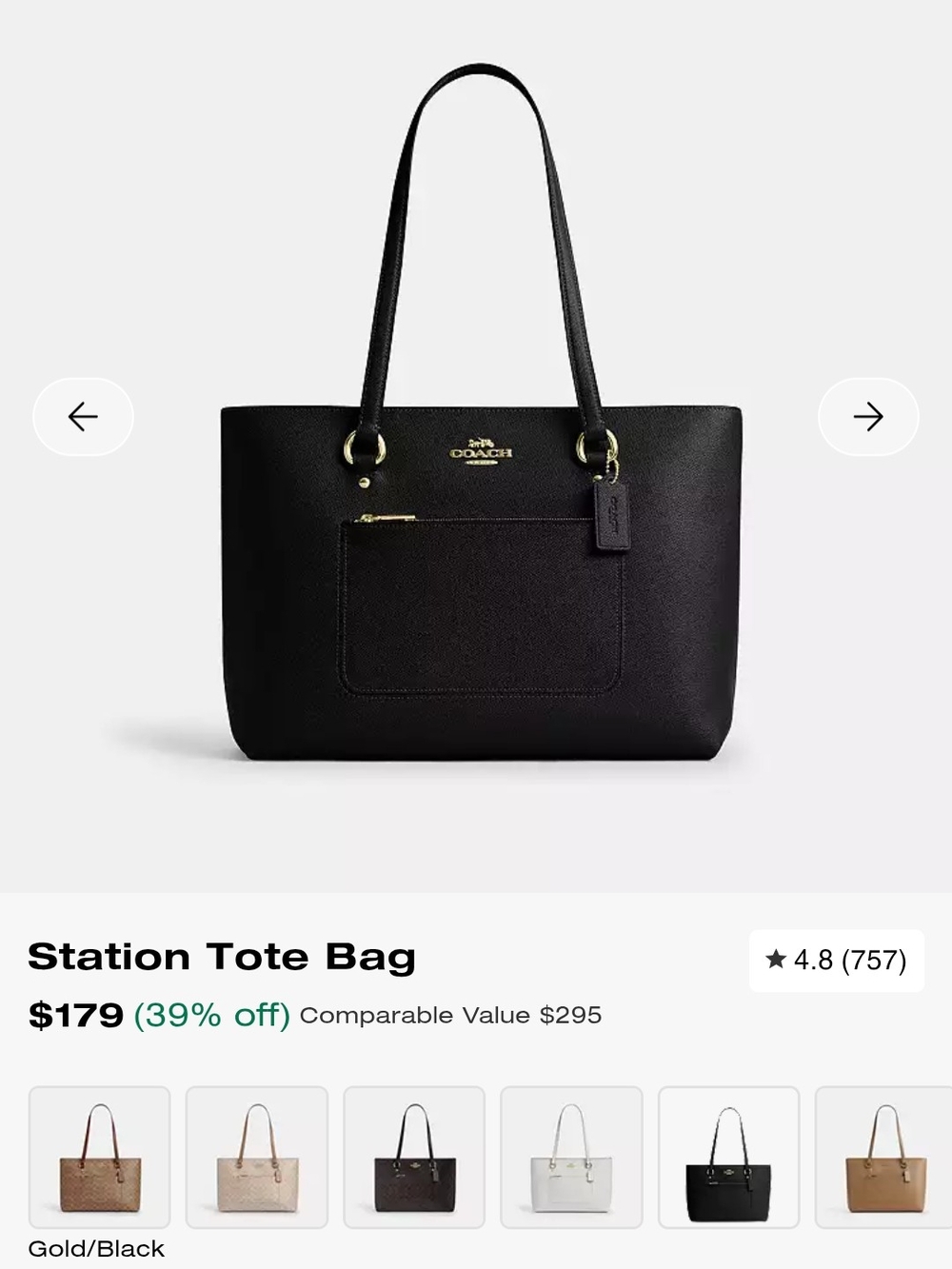 Coach Station Tote Bag in Black